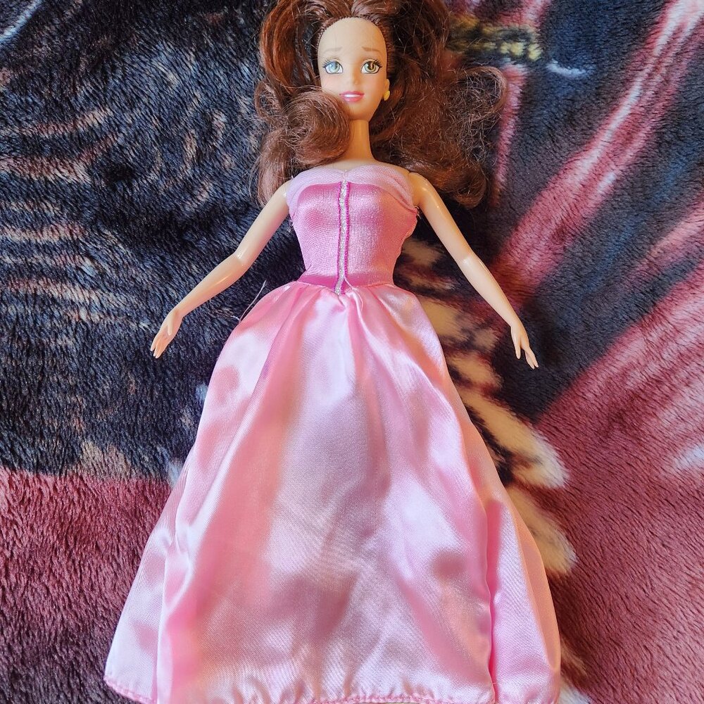 Disney Belle Doll in Reversible Gown 2 in 1 Dress 1990s Yellow/Pink 11.5" - Picture 3 of 4